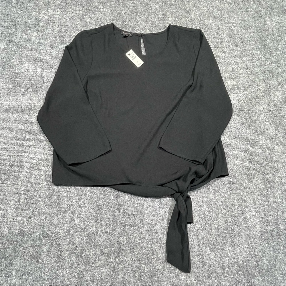 Talbots Black Tie-Front Blouse NWT